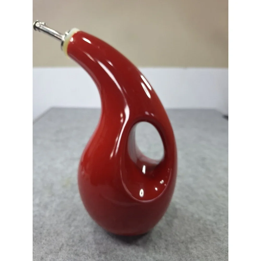 Rachael Ray Red Stoneware EVOO Olive Oil Dispensing Bottle Cruet H016S